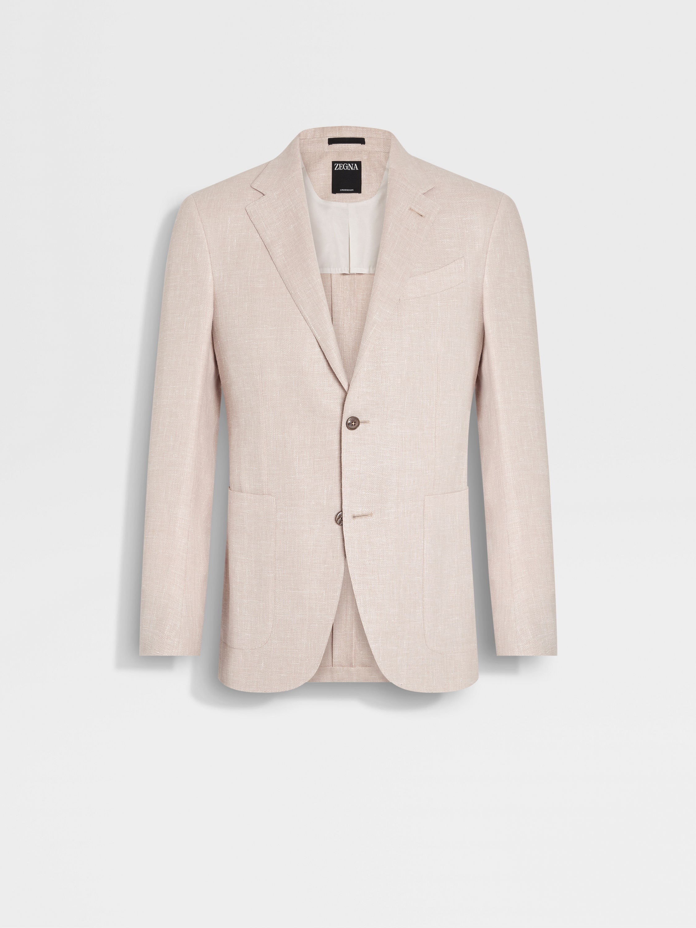 DUST PINK CROSSOVER LINEN WOOL AND SILK BLEND JACKET - 1