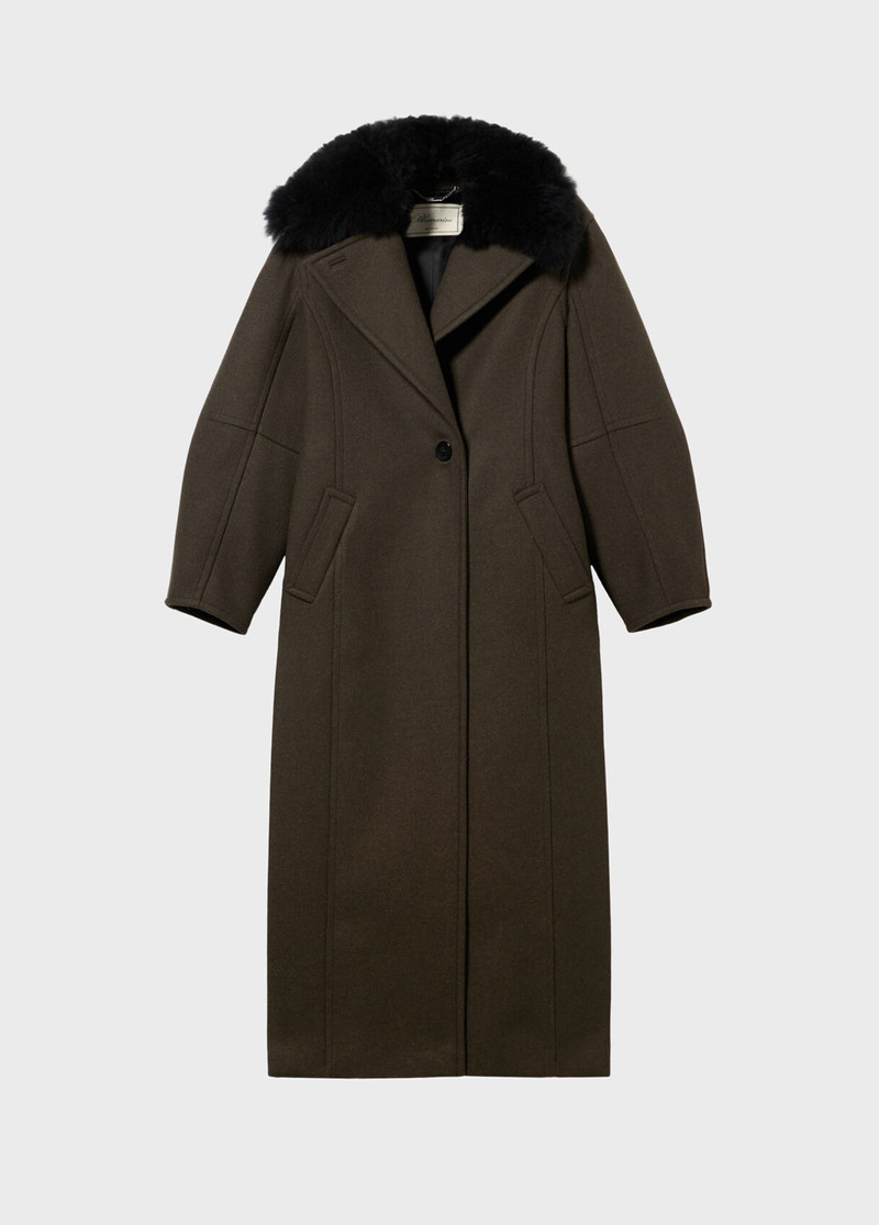 LONG COAT WITH FAUX FUR COLLAR 1
