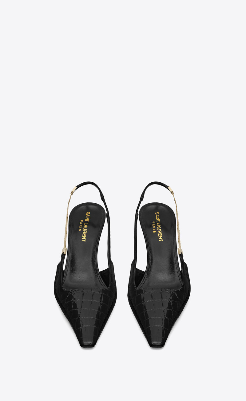 SAINT LAURENT blake slingback pumps in crocodile-embossed leather outlook
