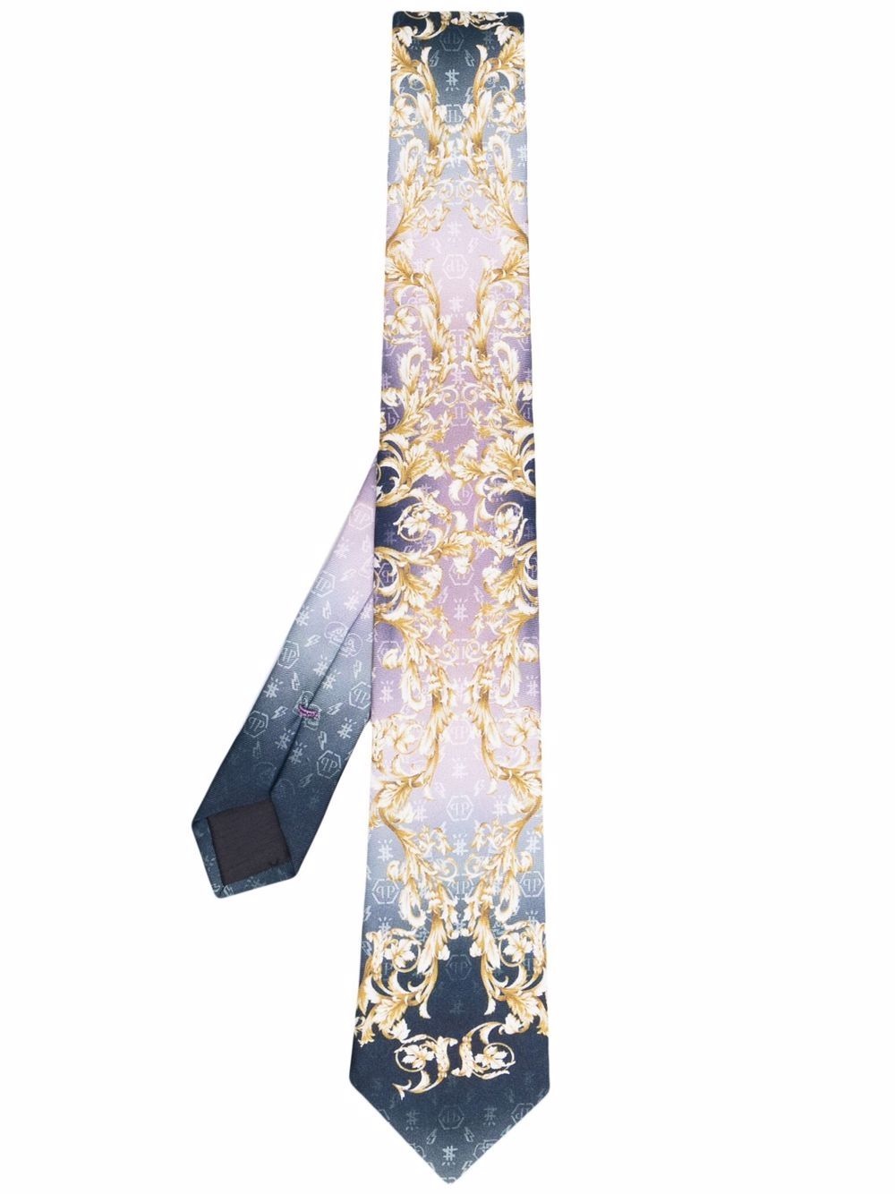 baroque-pattern print silk tie - 1