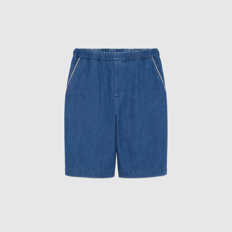 Denim shorts with G Gucci patch 1