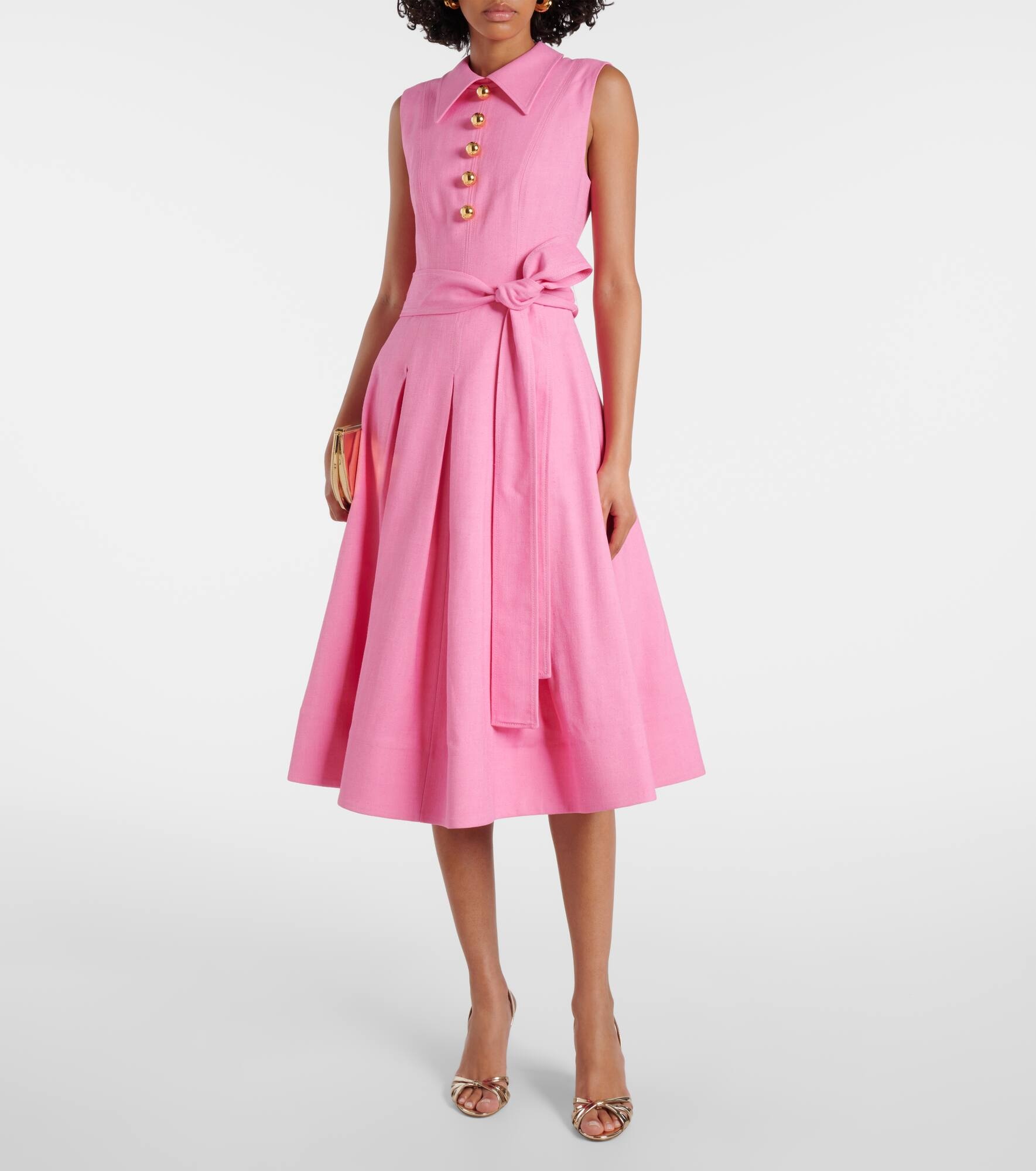 Belted twill midi dress - 2
