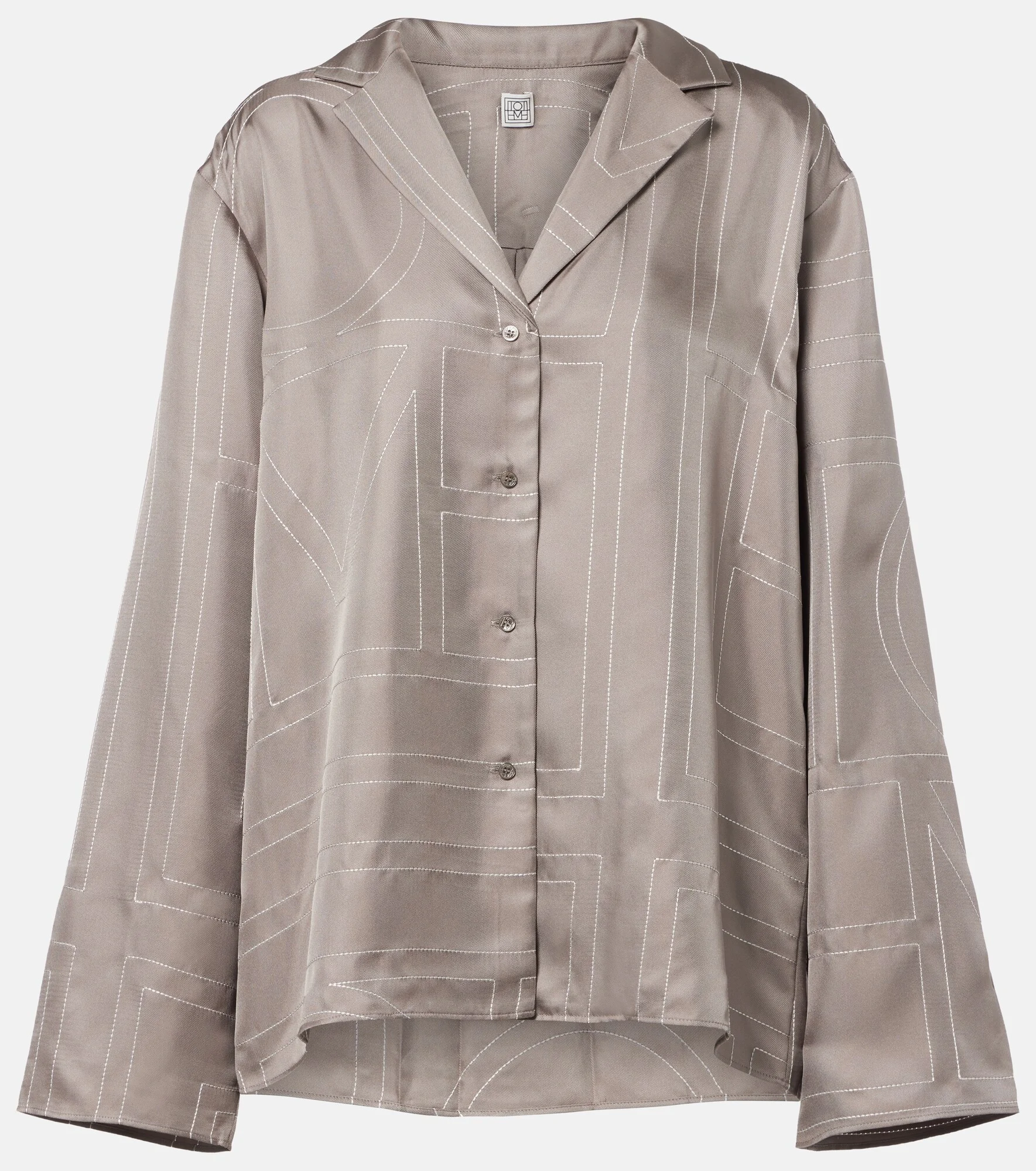 Logo silk twill pajama shirt - 1
