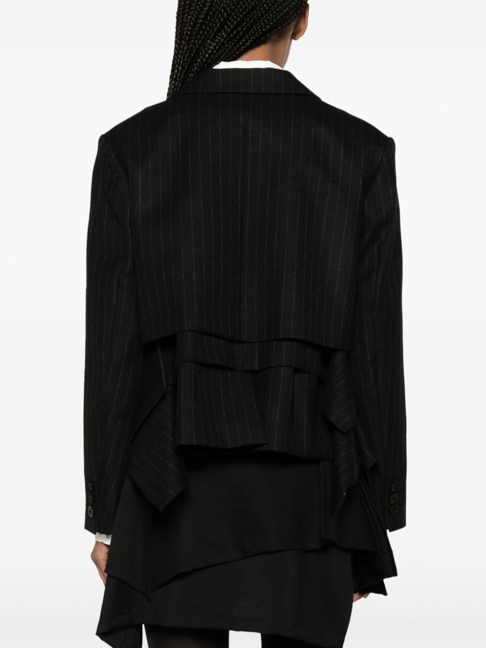 Chalk pinstriped wool blazer - 4