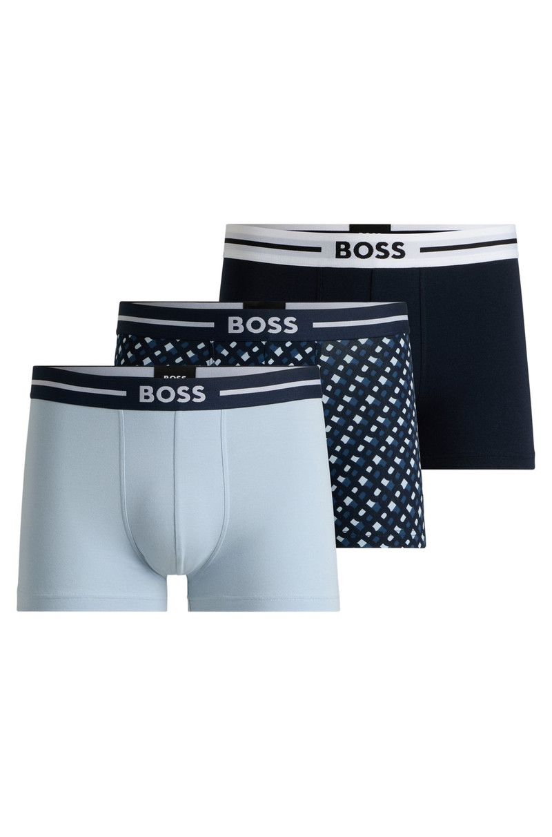 THREE-PACK OF STRETCH-COTTON PLAIN AND MONOGRAMMED TRUNKS 1