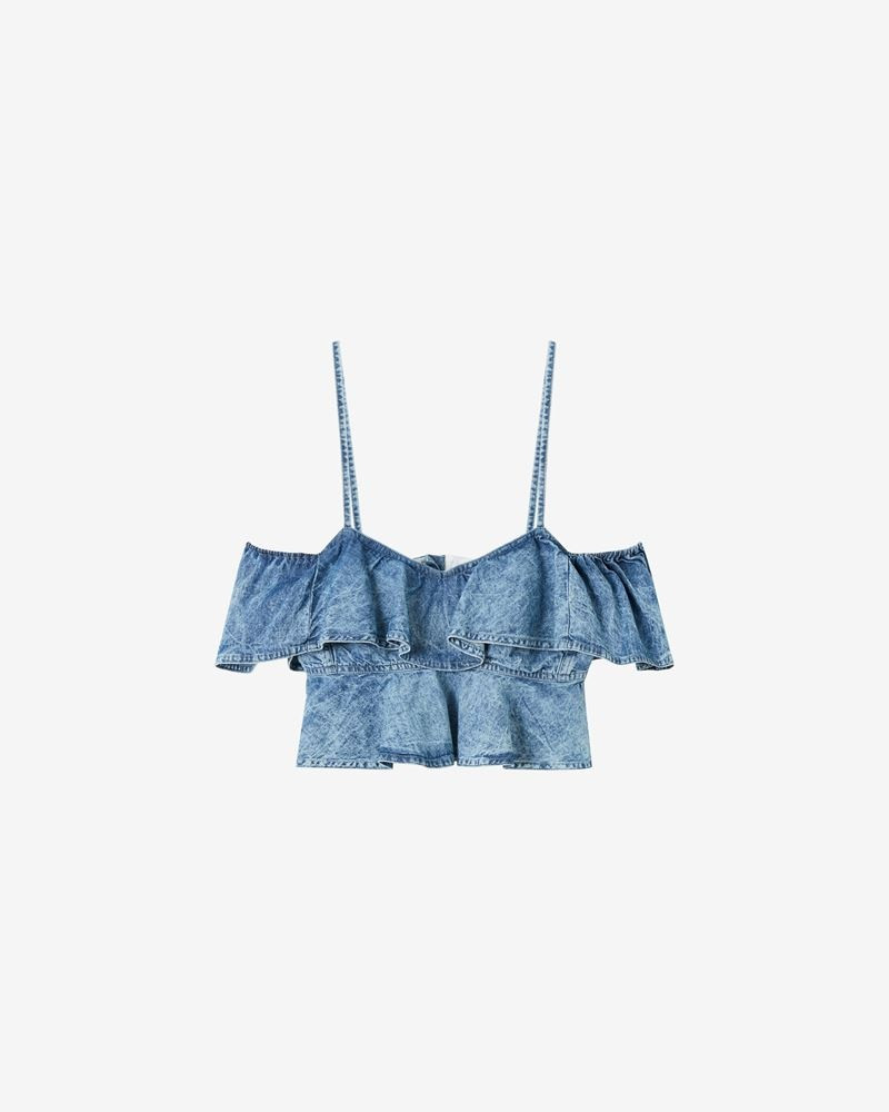 VOLOTEO CHAMBRAY CROP TOP - 1
