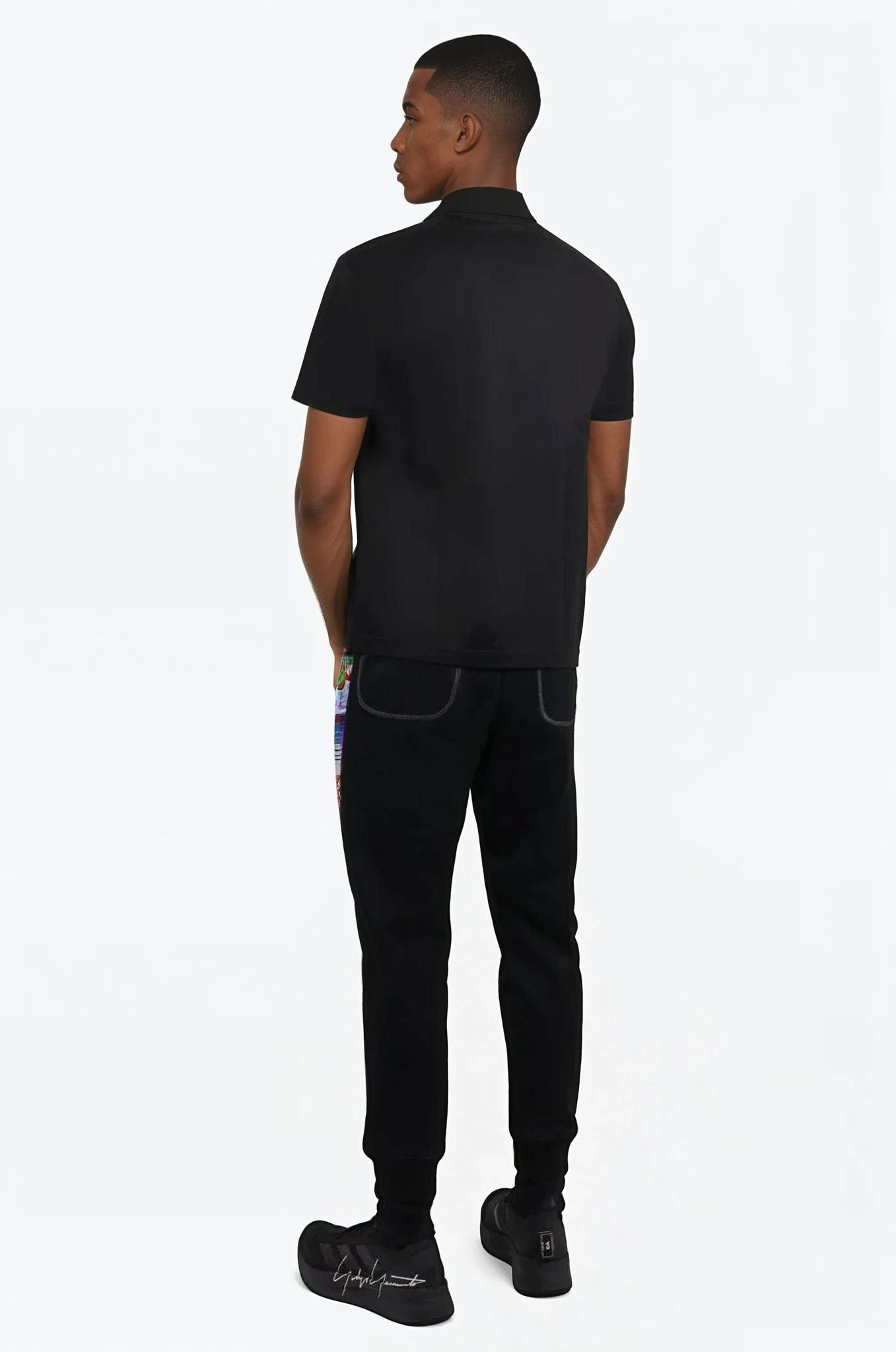 RELAXED JEANS WITH PATTERN PANELS | BLACK - 3