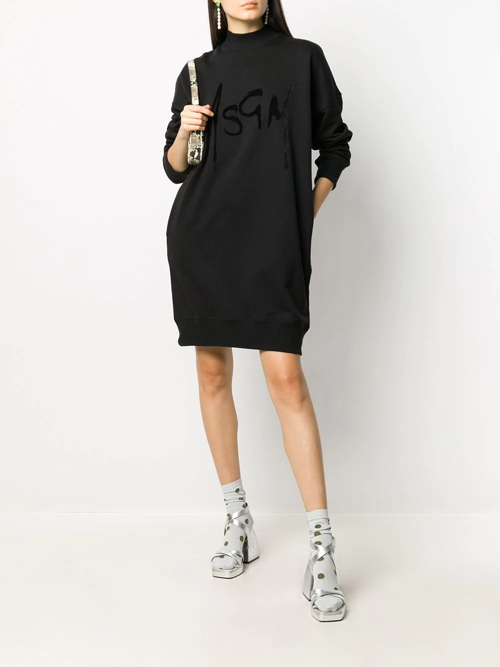 logo print sweatshirt dress - 2