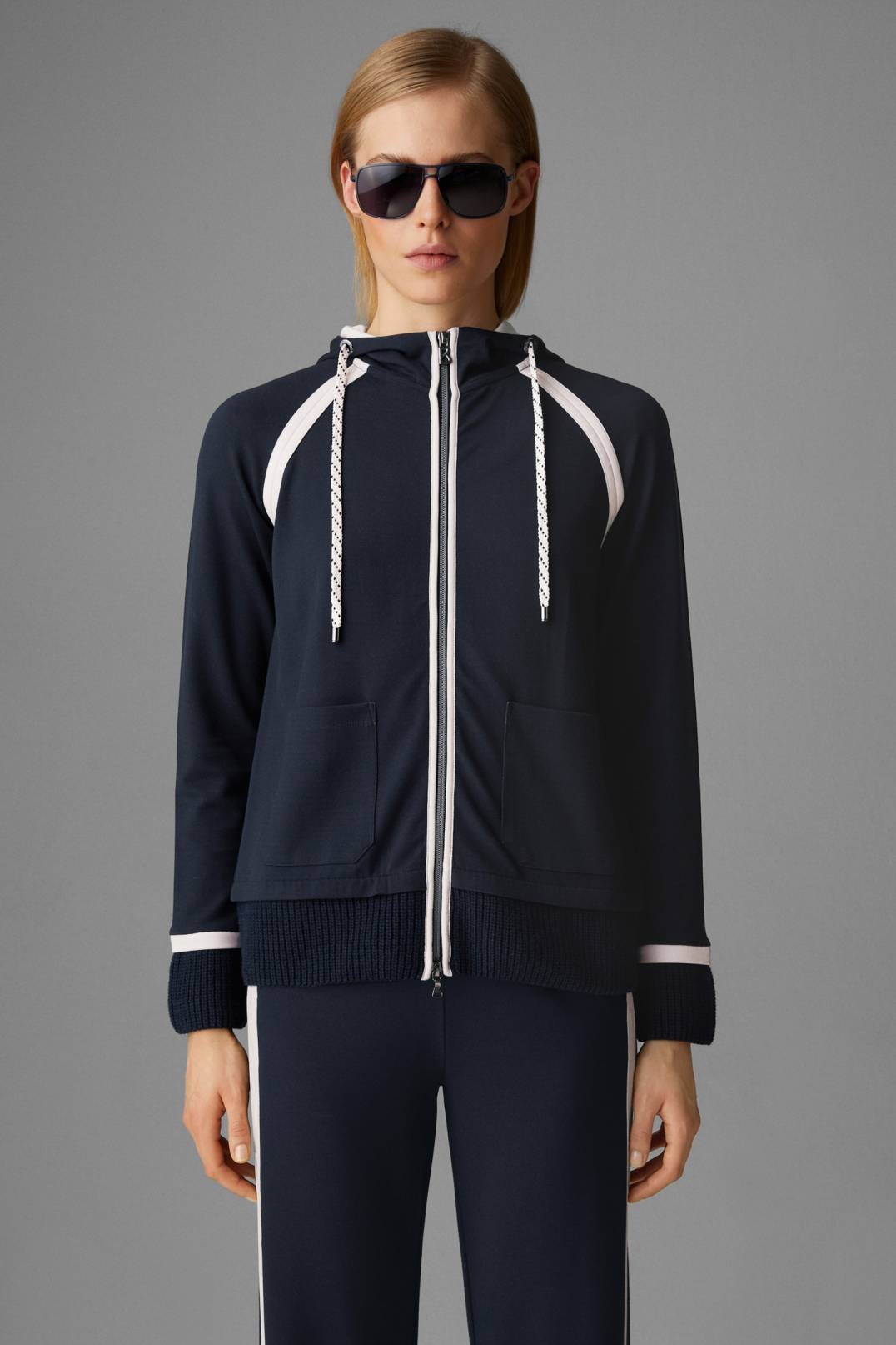 KELLI SWEATSHIRT JACKET IN NAVY BLUE/WHITE - 2