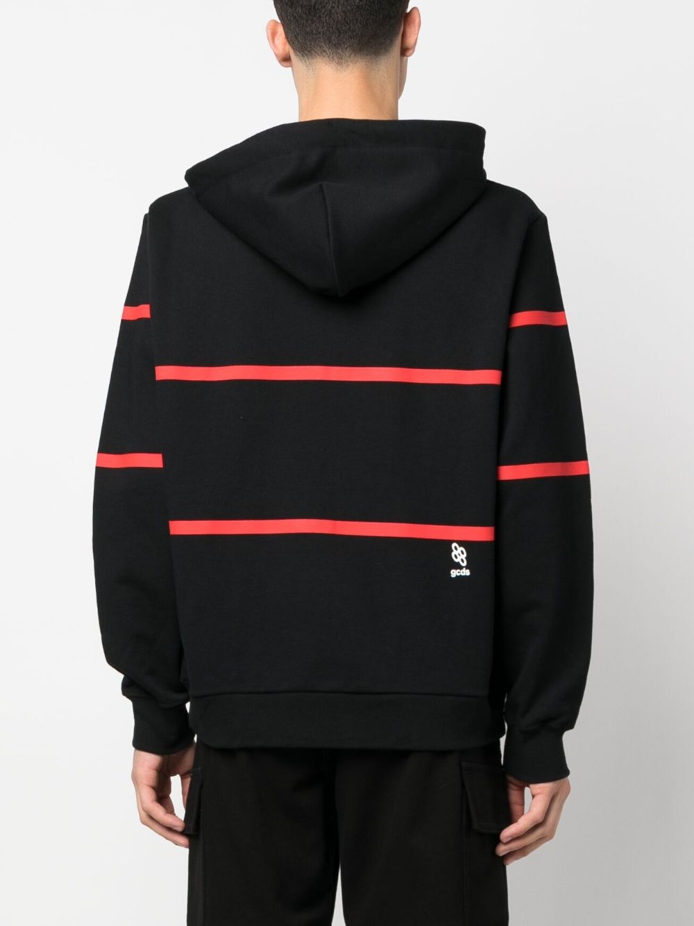 stripe-print zip-up hoodie - 4