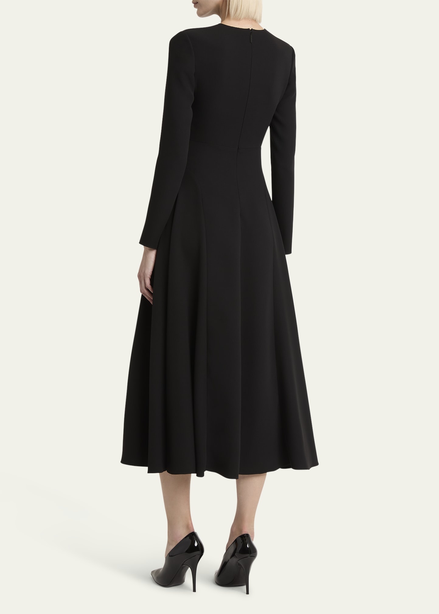 Long Sleeve Silk Midi Dress - 3