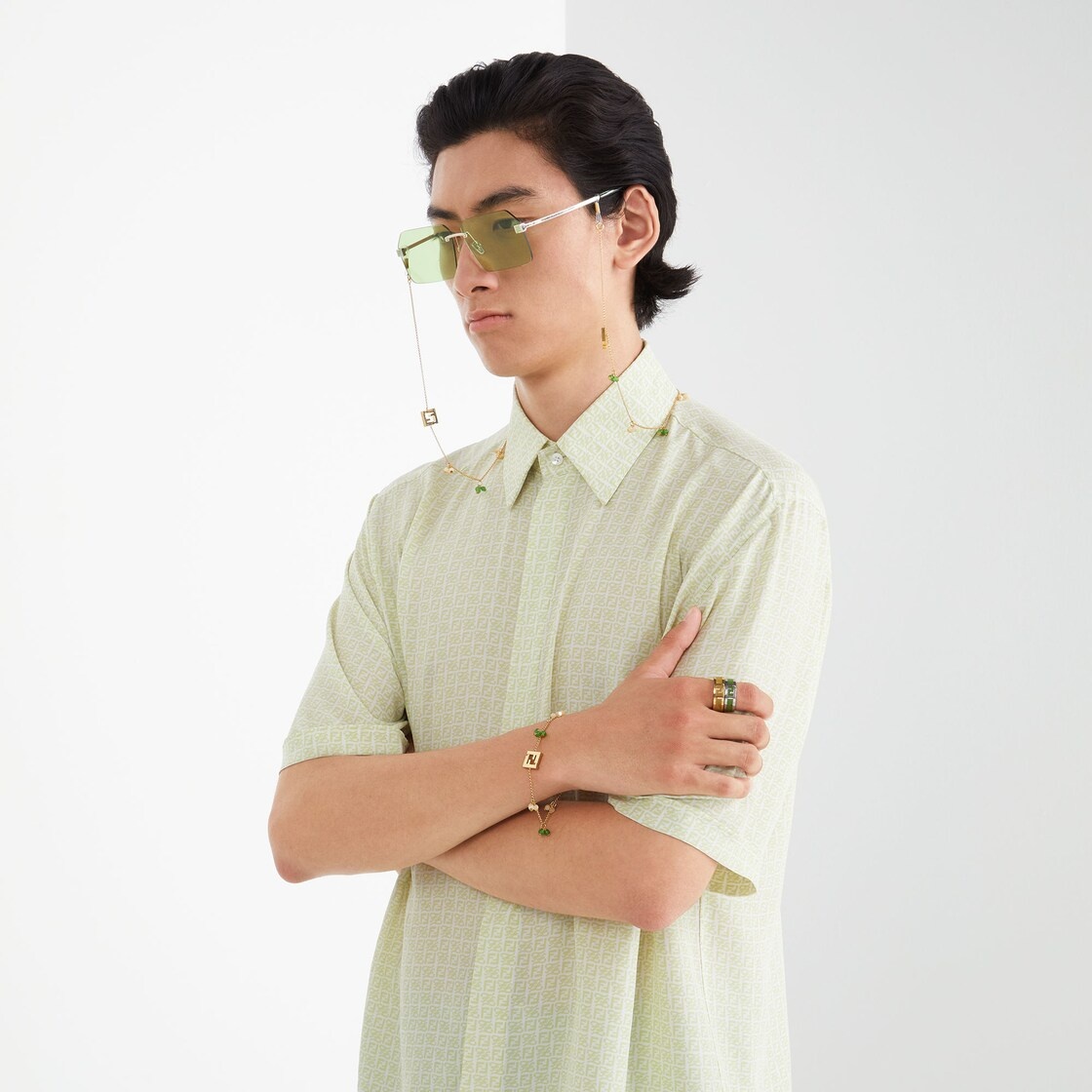Green silk shirt - 4
