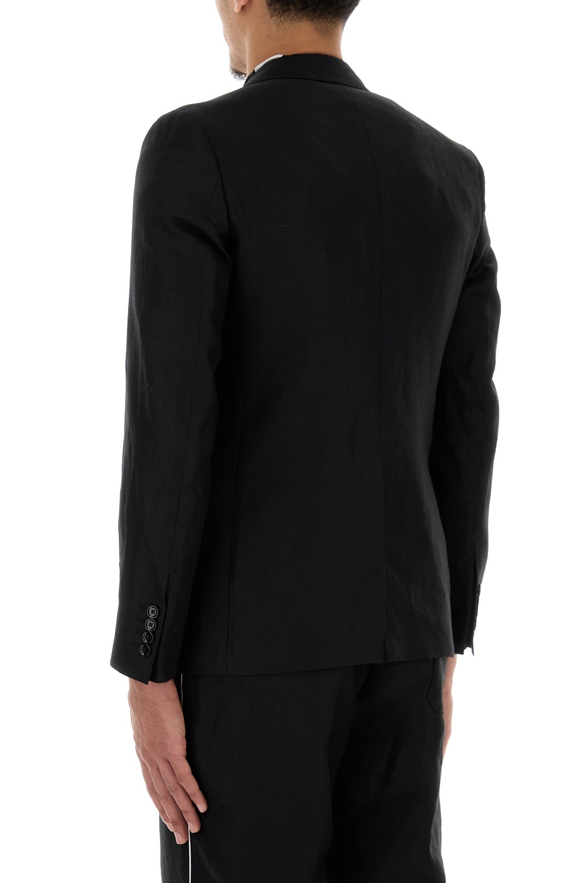 Black linen blazer - 4
