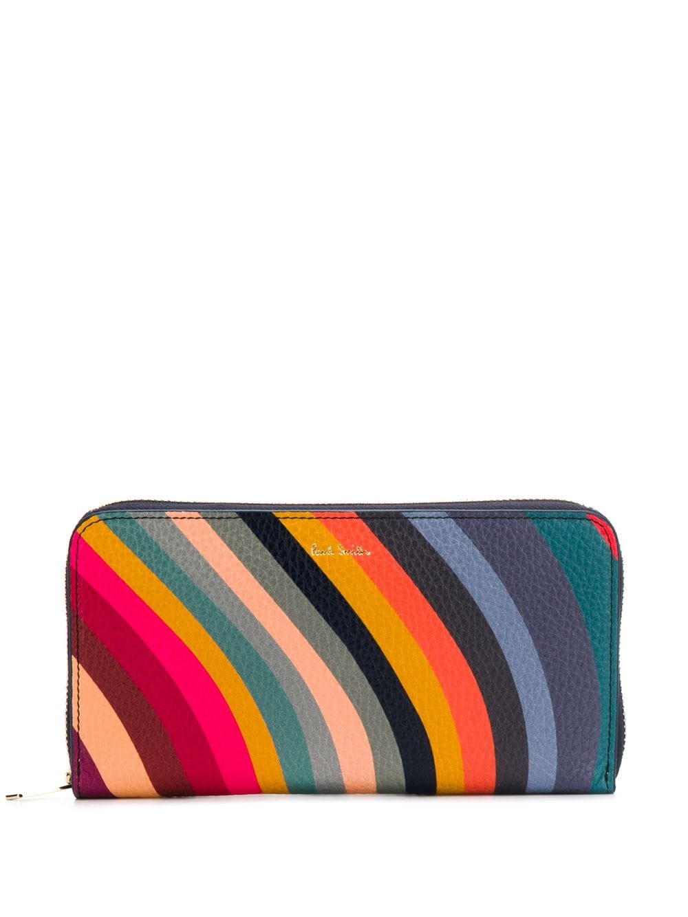 striped leather zip-up purse - 1