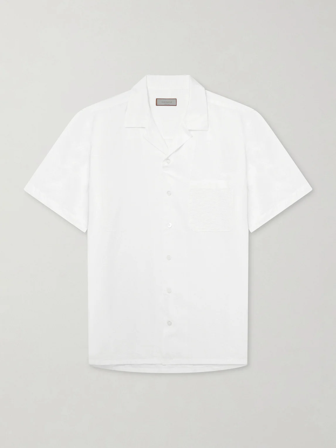 Camp-Collar Cotton and Linen-Blend Shirt - 1