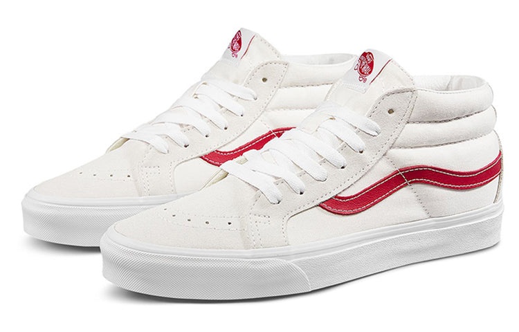 Vans SK8-Mid Stylish Lightweight Mid-Top Casual Skate Shoes Unisex White Red VN0A391FOXS - 2