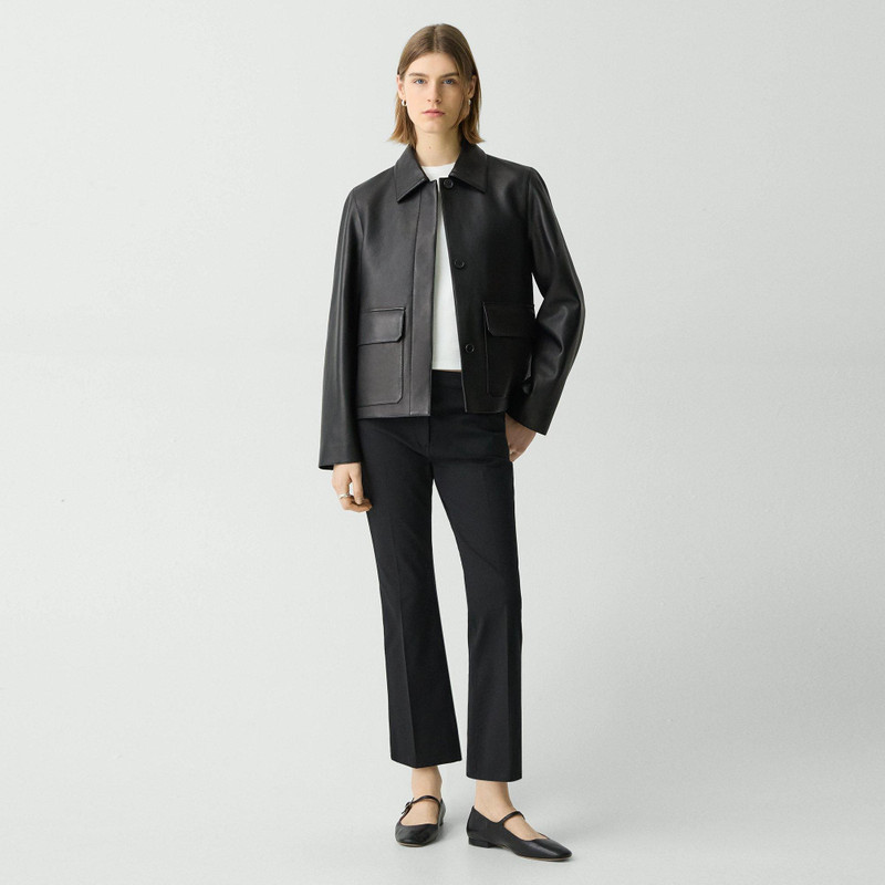 Theory Boxy Jacket in Leather outlook