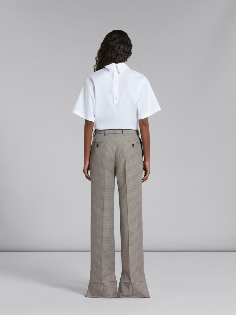 GREY AND RED HOUNDSTOOTH CHECK WOOL TROUSERS 3