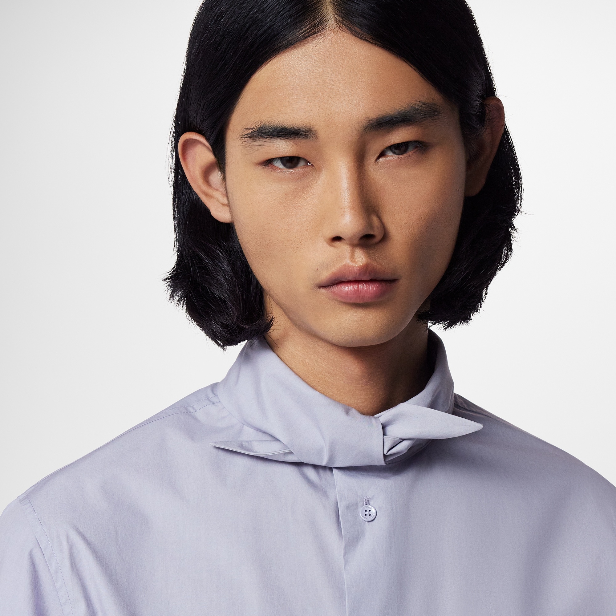 Knotted Collar Long-Sleeved Shirt - 4