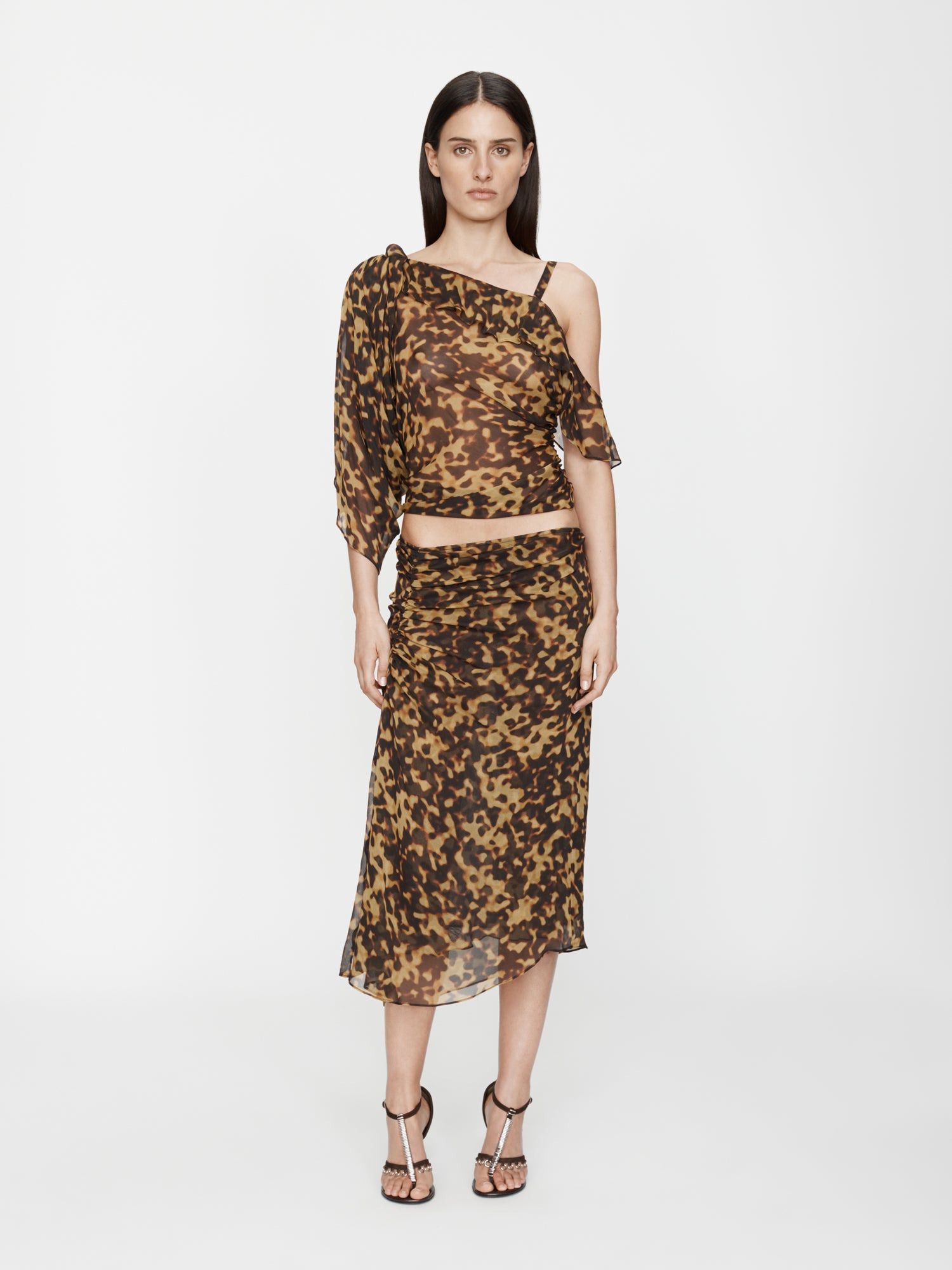 Roule Trimmed Silk Drape Top - 3
