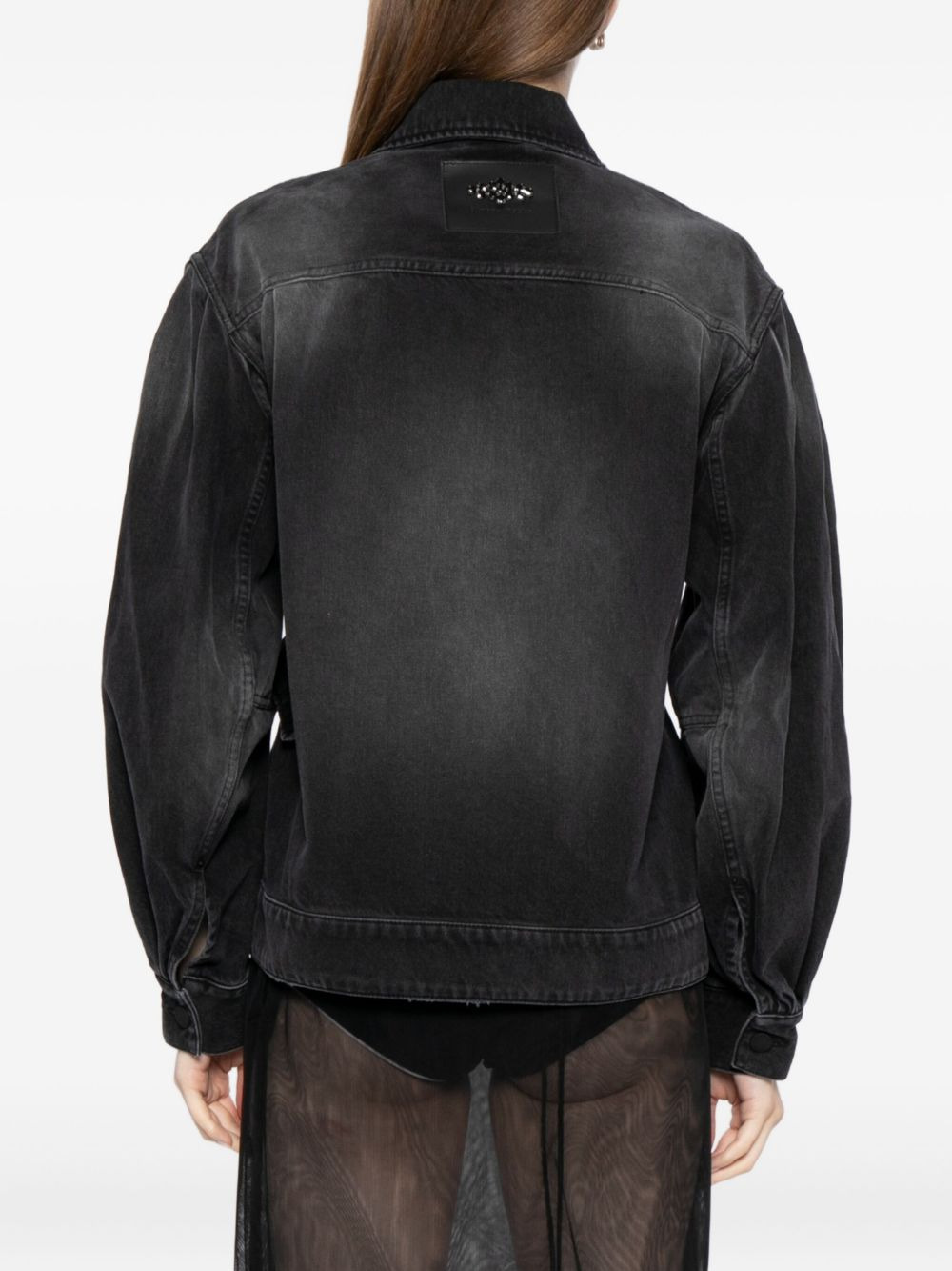 embellished sculpted denim jacket - 4
