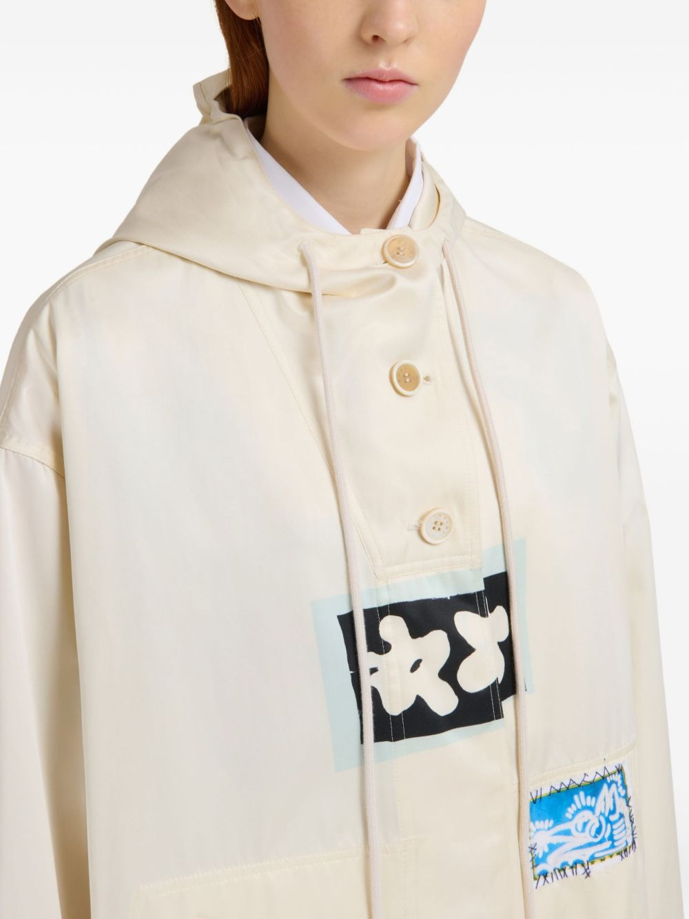 patchwork hooded parka - 4