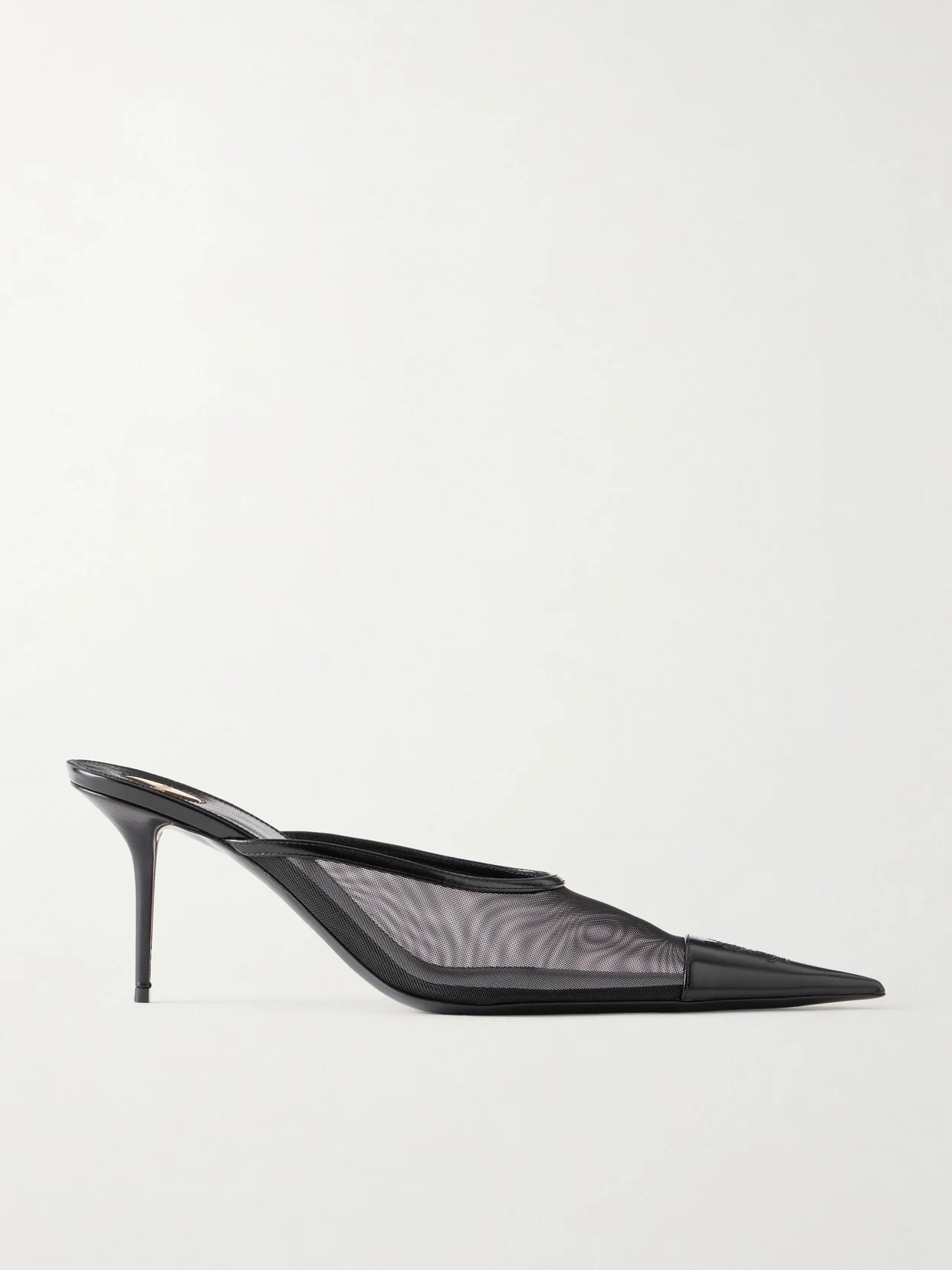 Renée Cassandre-embroidered Patent Leather-trimmed Mesh Mules - 1