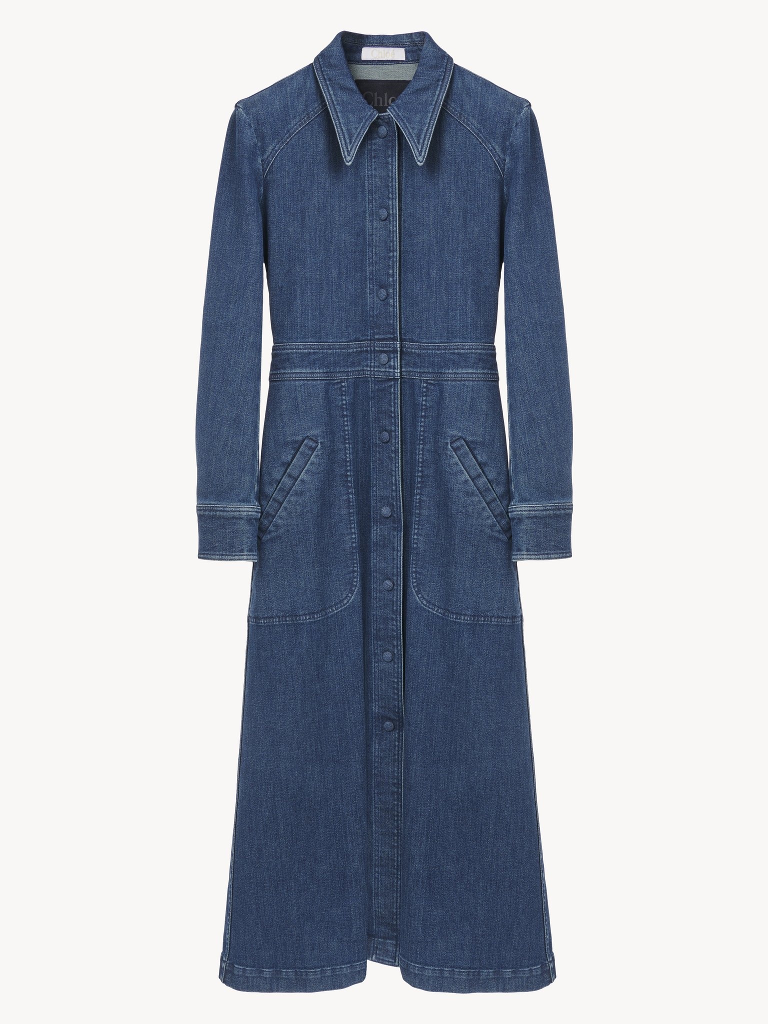LONG-SLEEVE DENIM SHIRT DRESS - 2