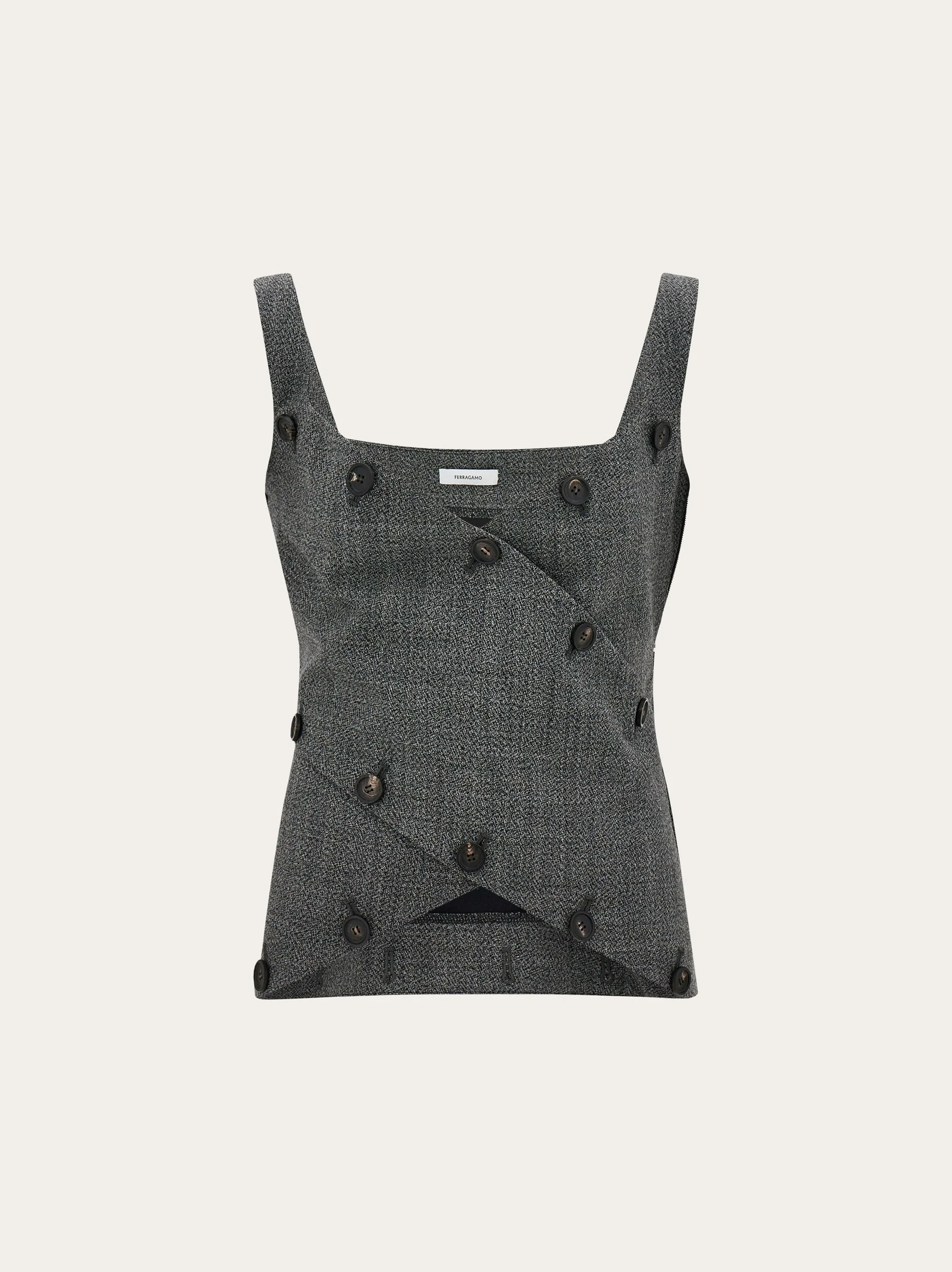 Wool vest top with button detail - 1