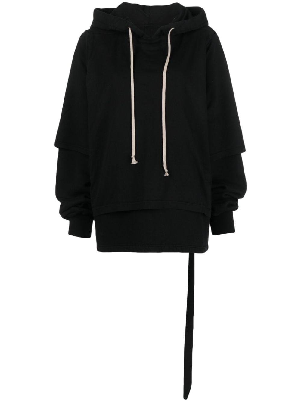 layered-design cotton hoodie - 1