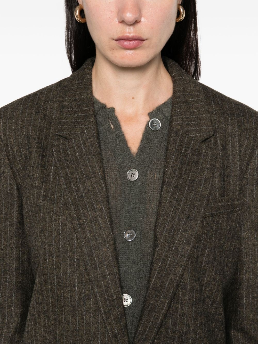 pinstripe single-breasted blazer - 5