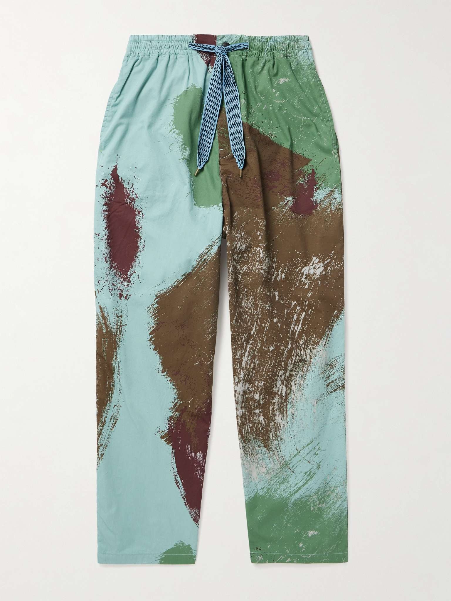 Easy Straight-Leg Printed Cotton-Poplin Drawstring Trousers - 1