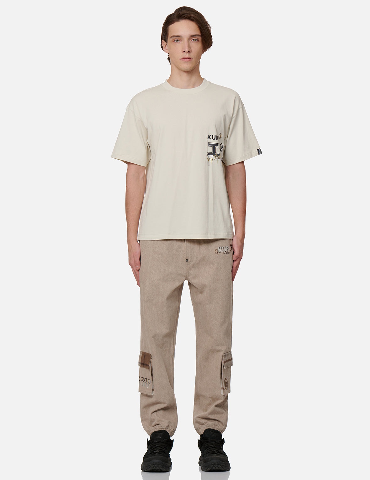 Graffiti Effect Logo and Slogan Print T-shirt - 5