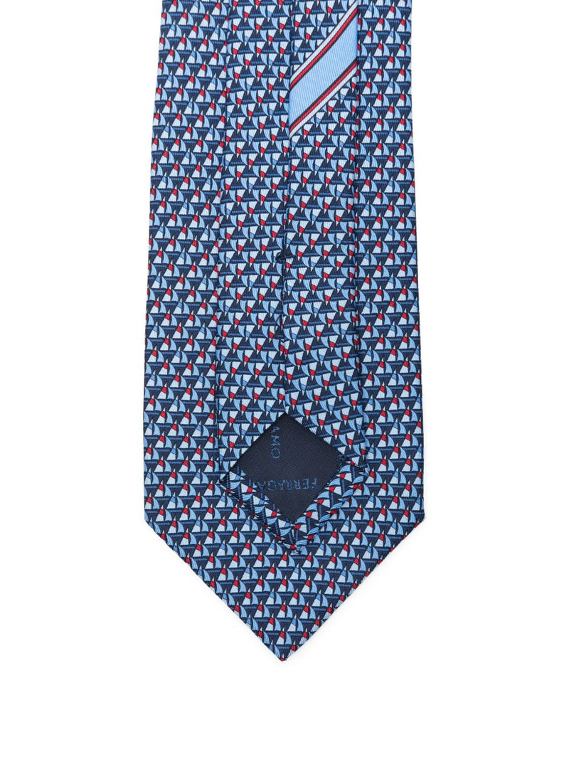 FERRAGAMO sailboat-pattern silk tie outlook