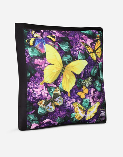 Dolce & Gabbana Butterfly-print silk pillow cover outlook