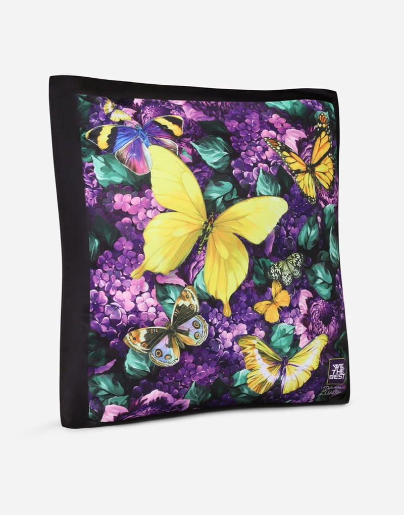 Dolce & Gabbana Butterfly-print silk pillow cover outlook