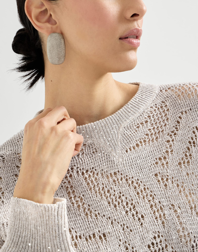 Dazzling water lillies sweater in linen and cotton 4