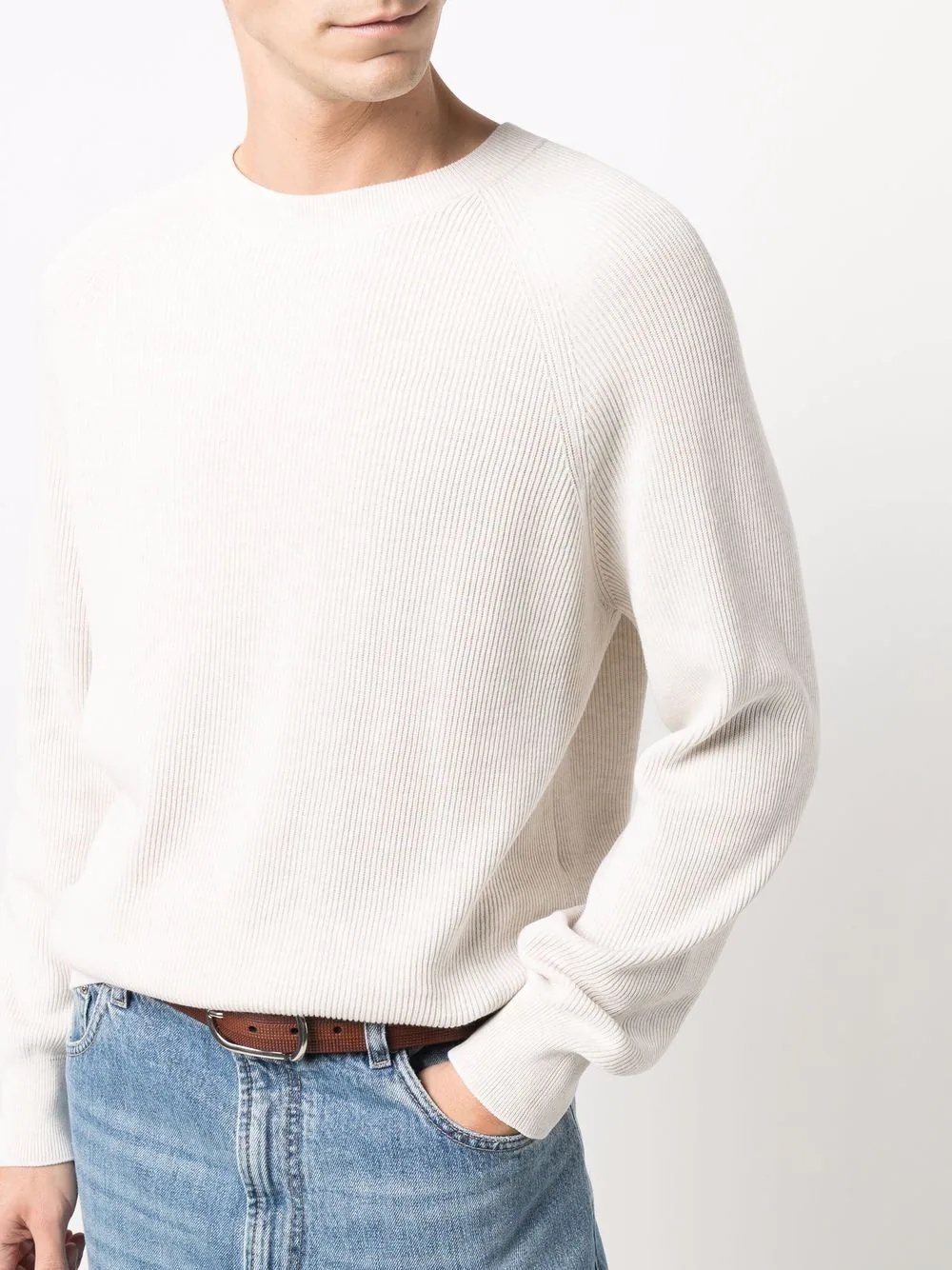 ribbed-knit cotton jumper - 5