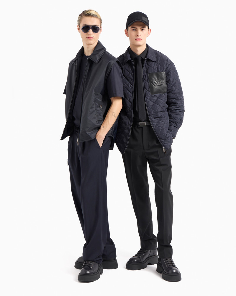 EMPORIO ARMANI Light wool trousers with pleats and a patch pocket outlook