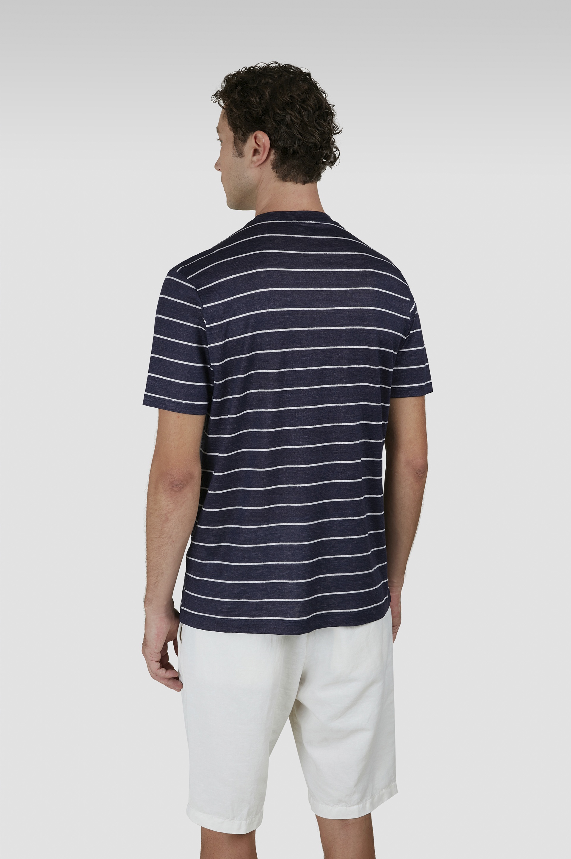 LINEN JERSEY T-SHIRT WITH STRIPED PATTERN - 3