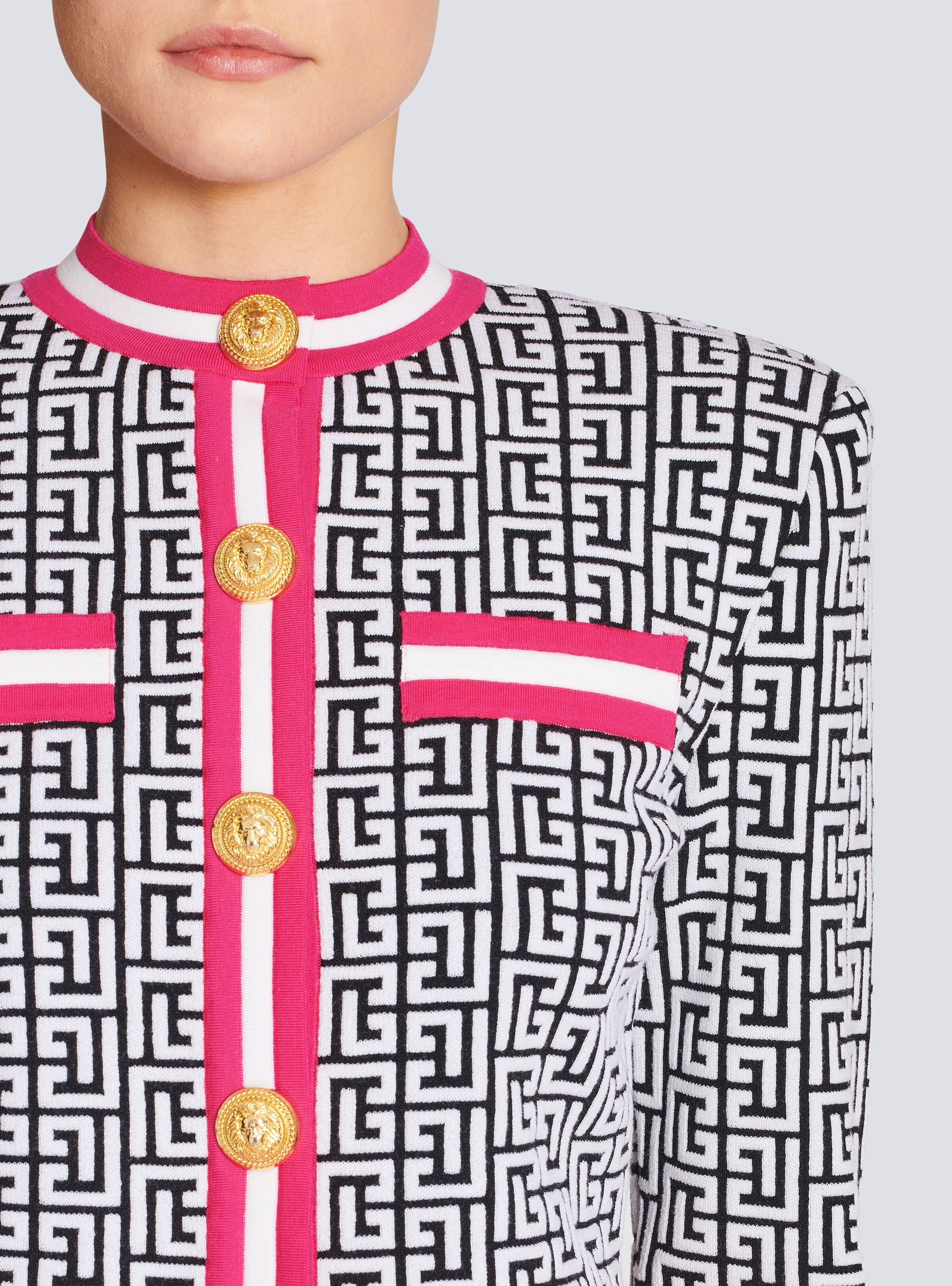 Knit cardigan with Balmain monogram - 6