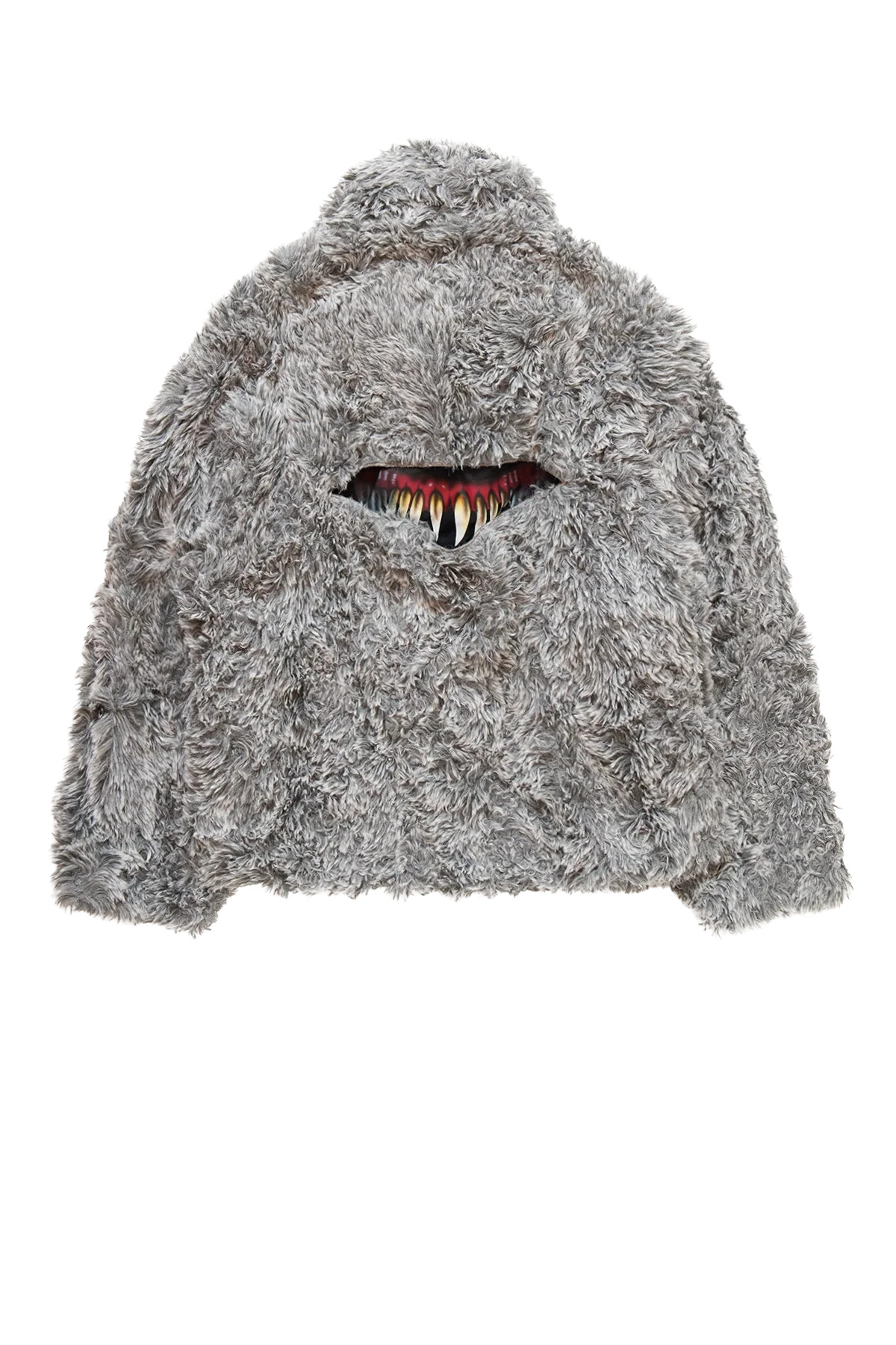 Doublet Sinister Mouth Faux Fur Jacket Grey - 5