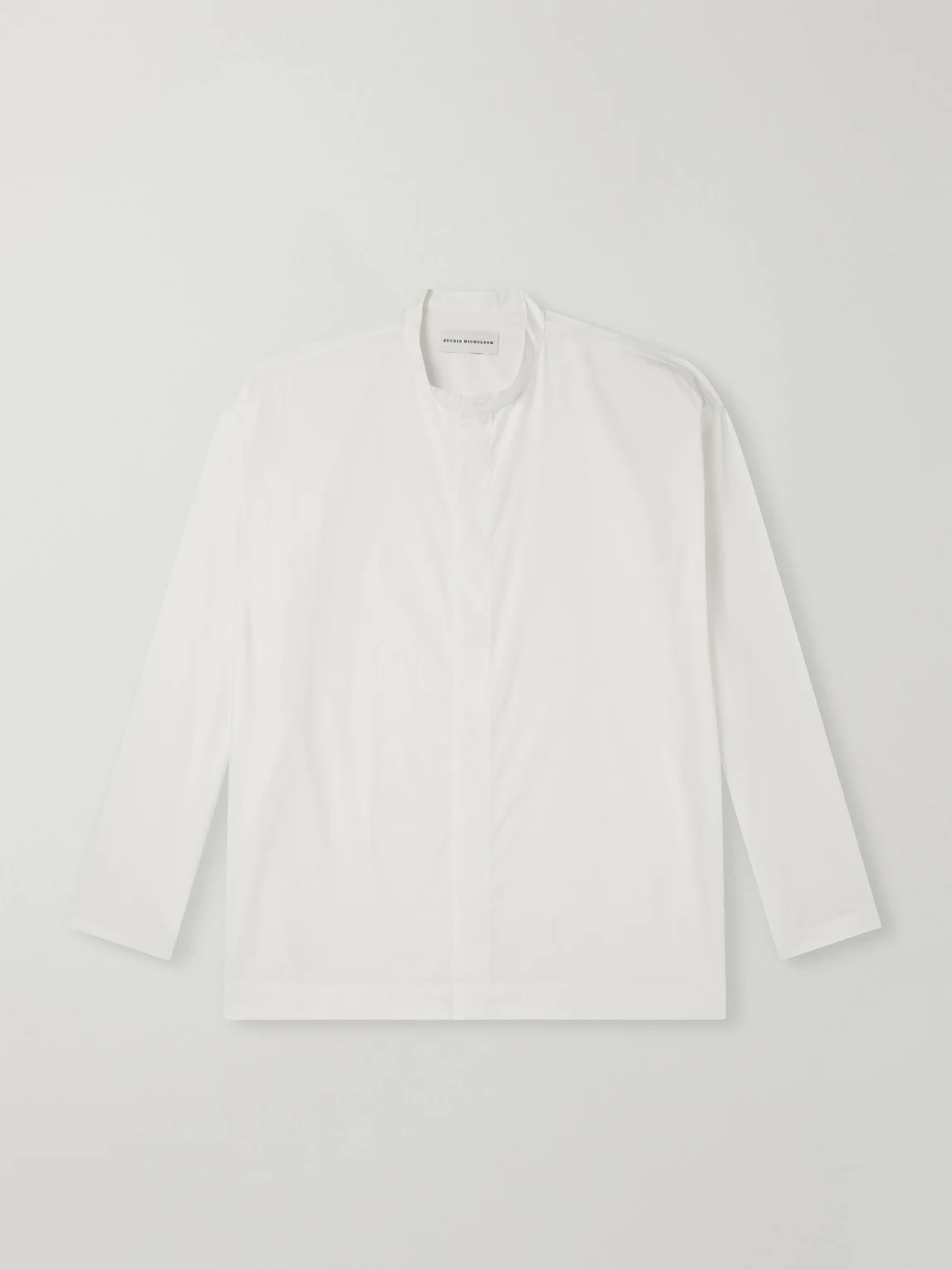 Grandad-Collar Cotton-Poplin Shirt - 1