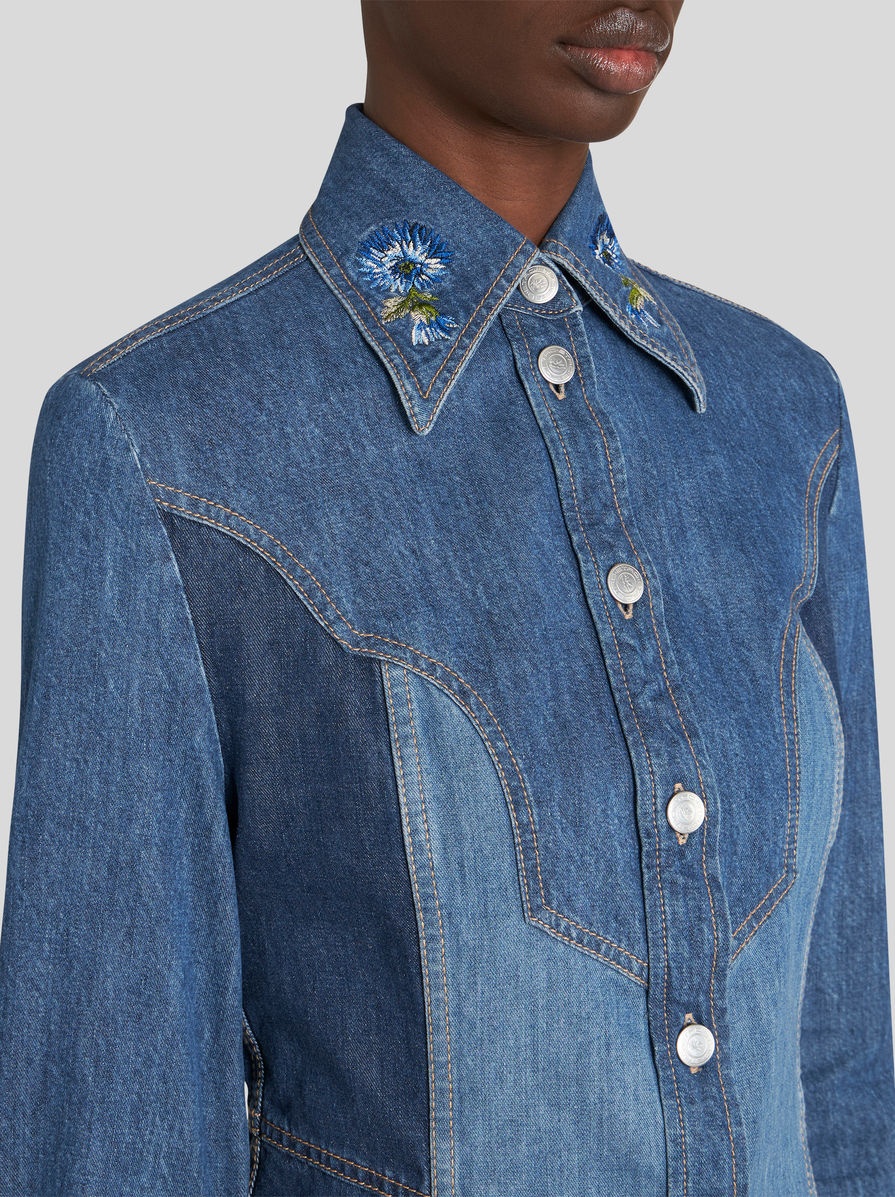 DENIM SHIRT WITH EMBROIDERY - 3