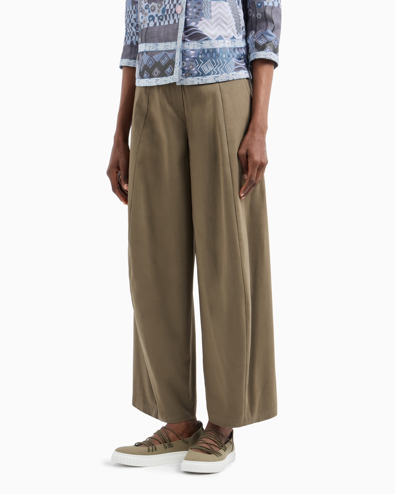 STRETCH POLISHED COTTON WIDE-LEG TROUSERS - 2