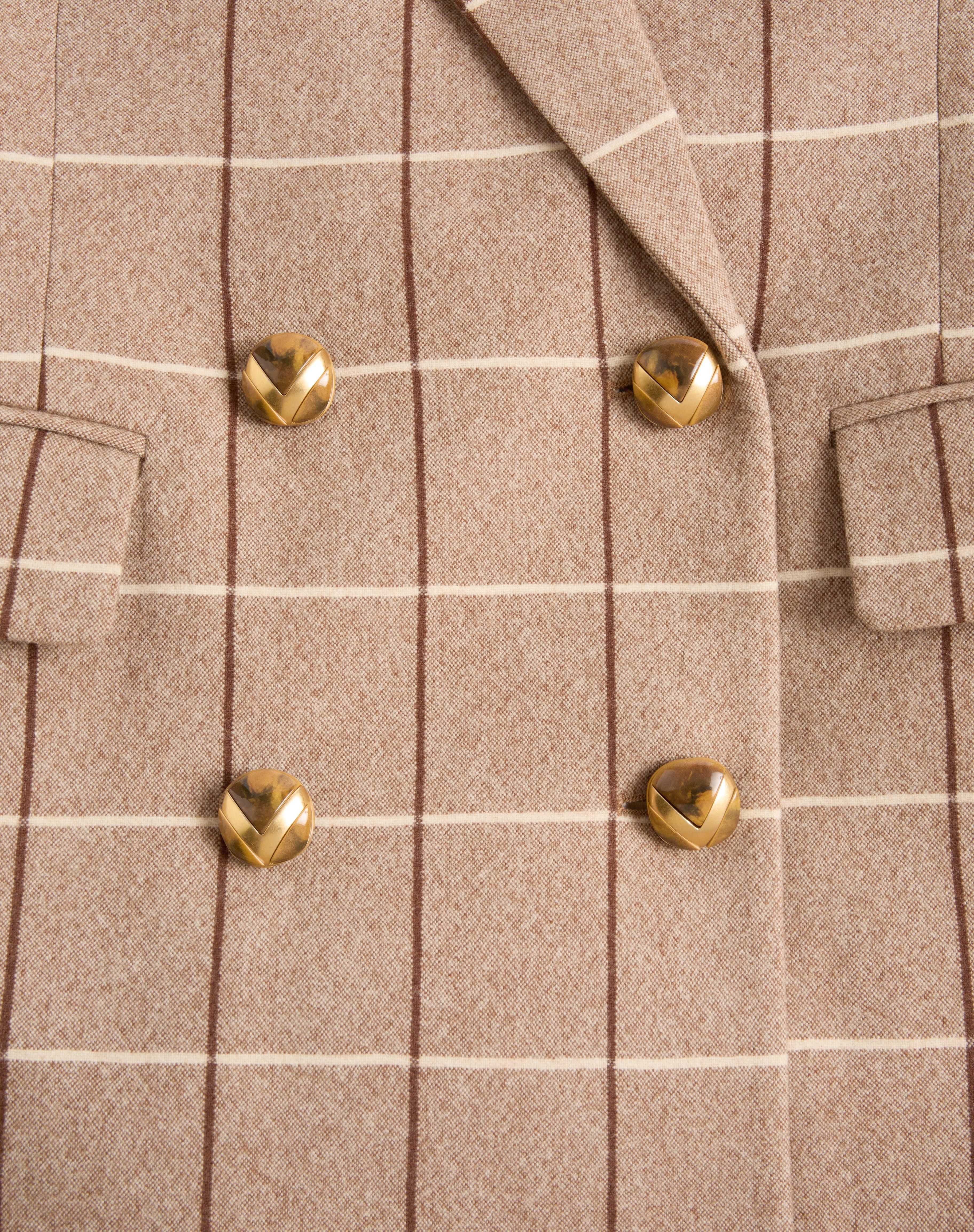 DOUBLE-BREASTED WOOL BLAZER WITH WINDOWPANE PATTERN - 7
