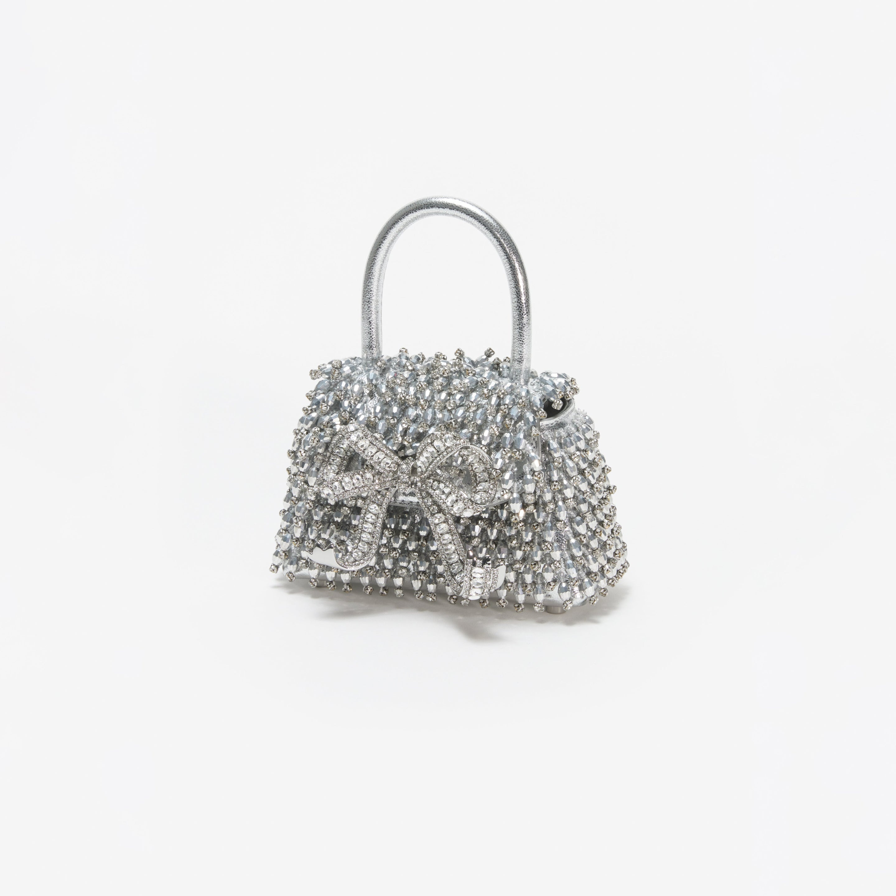 Silver Embellished Micro Bow Bag - 2
