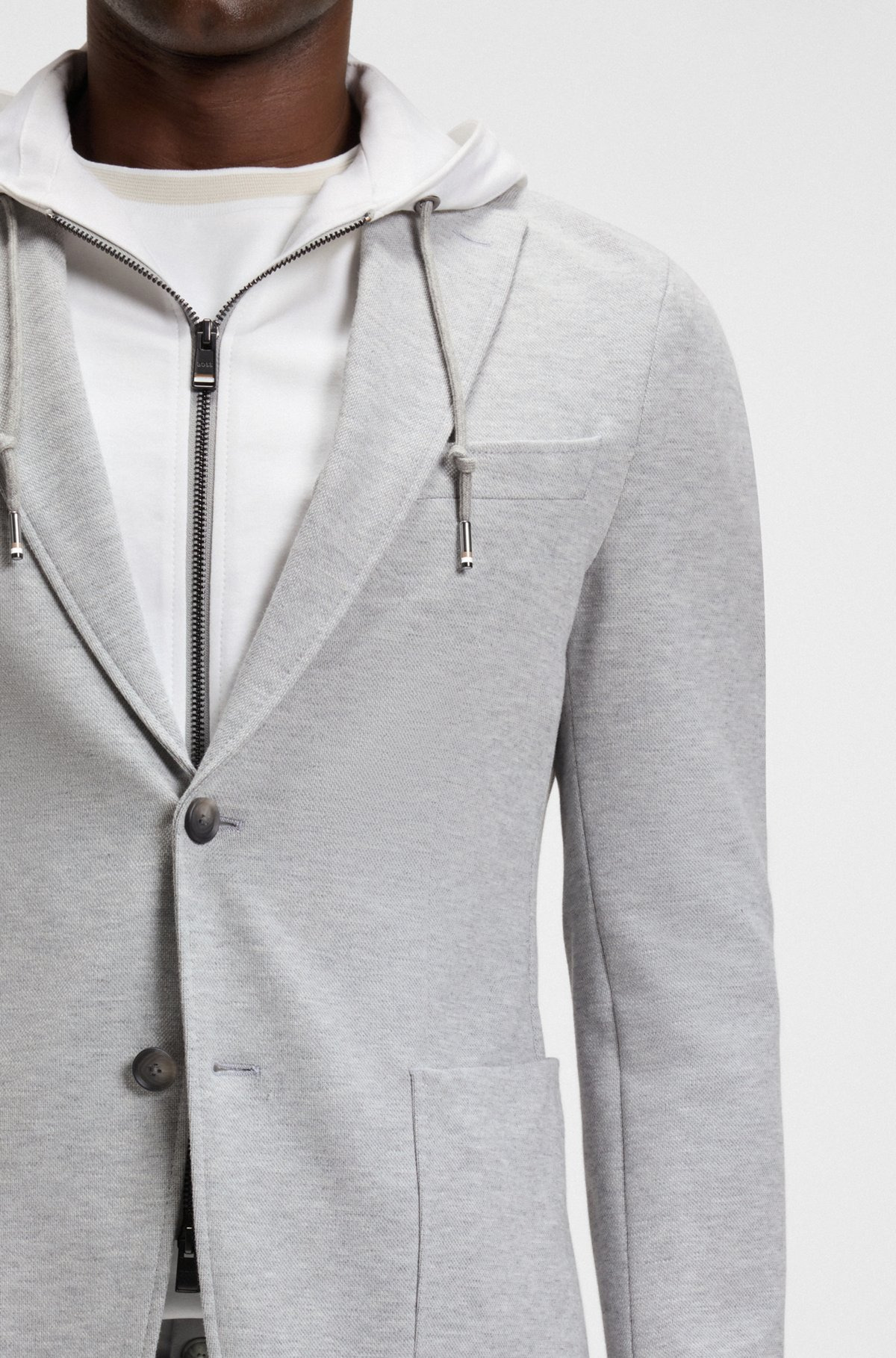SLIM-FIT JACKET WITH INTEGRATED HOODIE - 6
