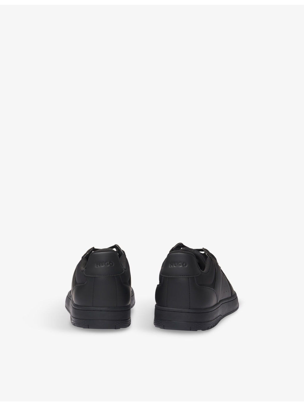 Brand-print faux-leather low-top trainers - 4