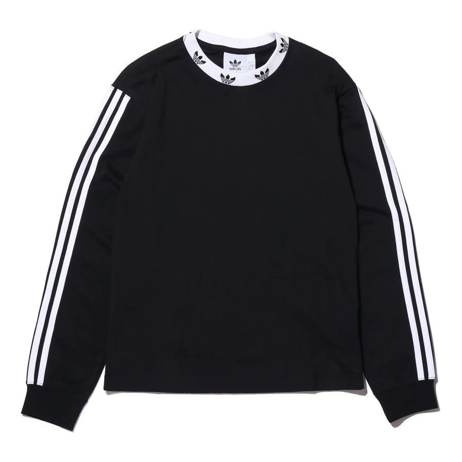 adidas originals Trefoil Rib Ls Tee Logo Swarshirt Black FM1506 - 1